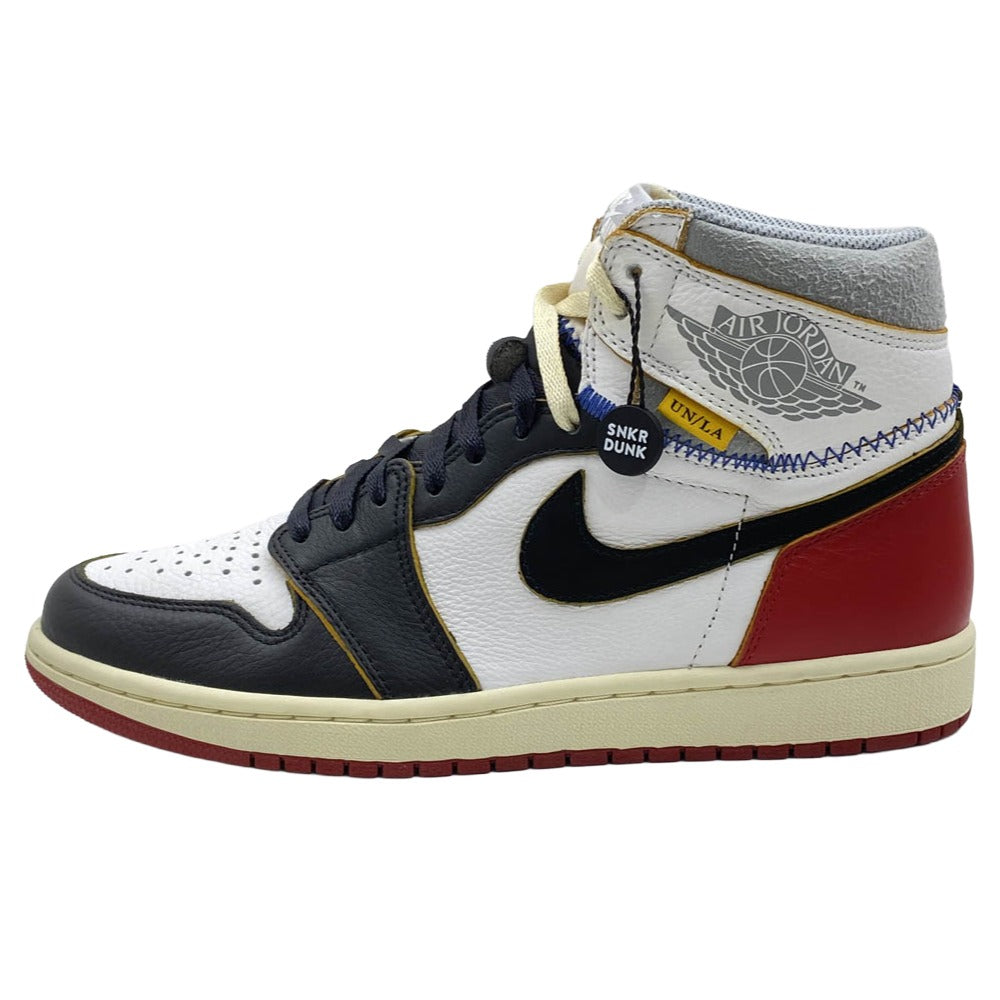 NIKE AIR JORDAN ナイキ ジョーダン BV1300-106 【フェイクバスターズ鑑定済】× UNION ユニオン Air Jordan 1 Retro High OG NRG Varsity Red Wolf Grey AJ1 エアジョーダン1 レトロ ハイカット スニーカー ホワイト系 ブラック系 レッド系 28cm【美品】【中古】