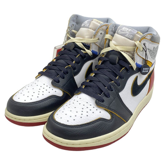 NIKE AIR JORDAN ナイキ ジョーダン BV1300-106 【フェイクバスターズ鑑定済】× UNION ユニオン Air Jordan 1 Retro High OG NRG Varsity Red Wolf Grey AJ1 エアジョーダン1 レトロ ハイカット スニーカー ホワイト系 ブラック系 レッド系 28cm【美品】【中古】
