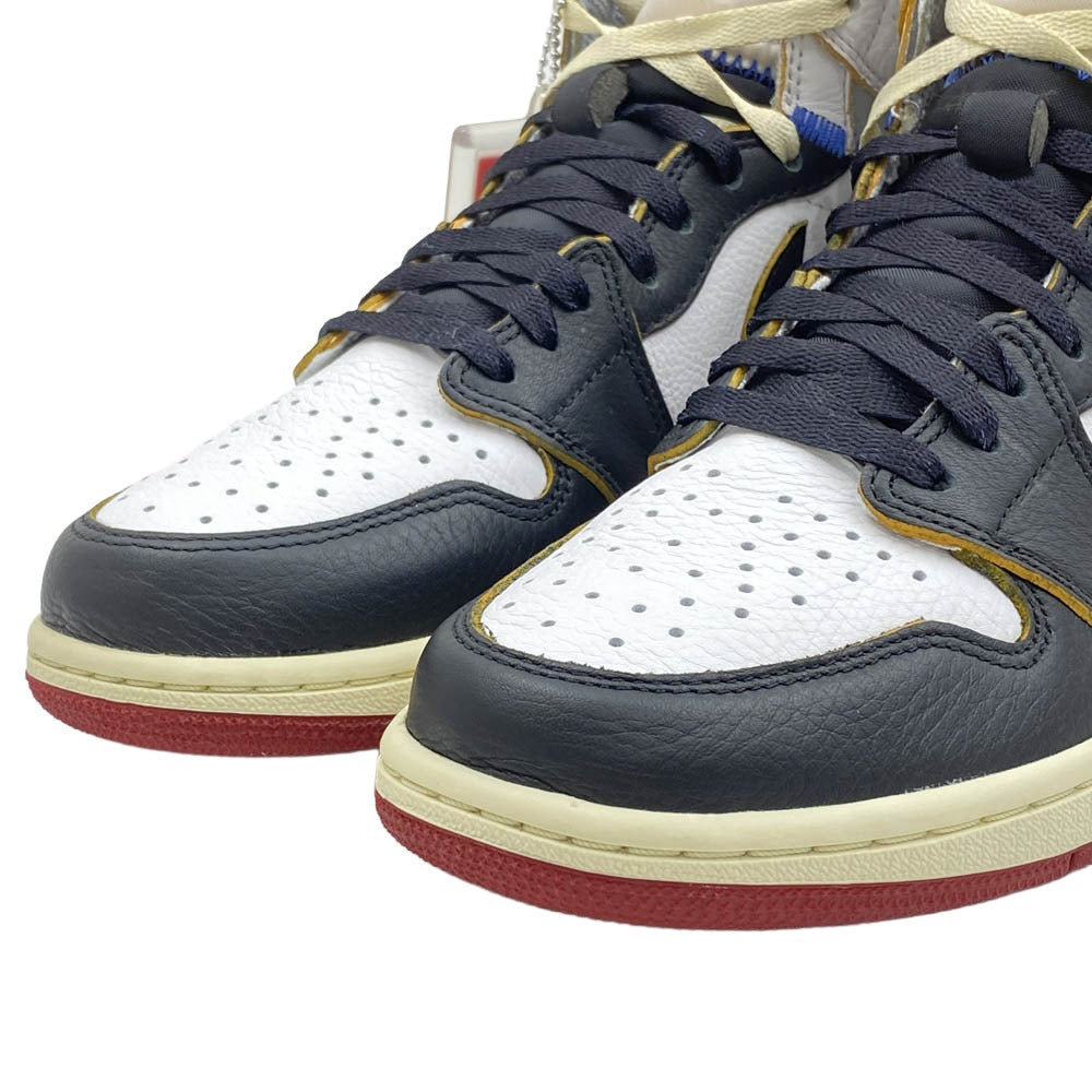 NIKE AIR JORDAN ナイキ ジョーダン BV1300-106 【フェイクバスターズ鑑定済】× UNION ユニオン Air Jordan 1 Retro High OG NRG Varsity Red Wolf Grey AJ1 エアジョーダン1 レトロ ハイカット スニーカー ホワイト系 ブラック系 レッド系 28cm【美品】【中古】