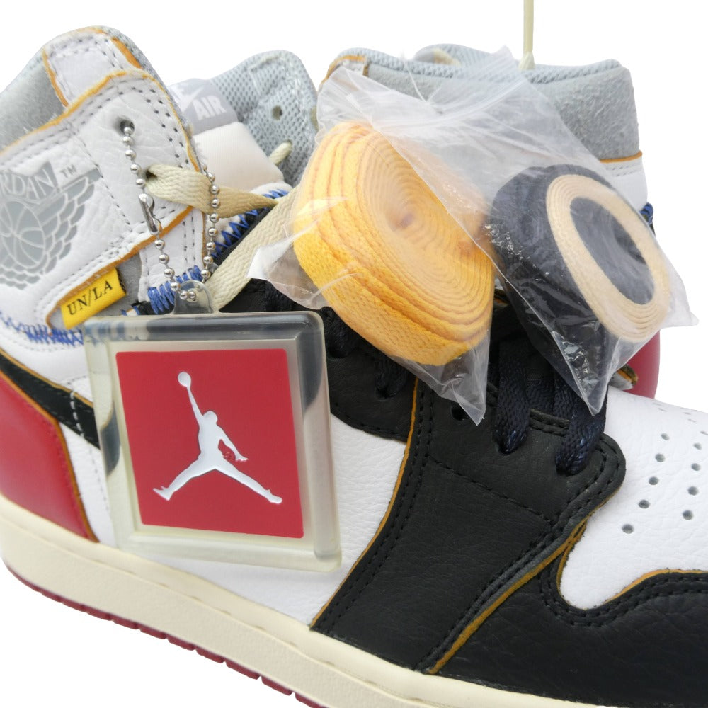 NIKE AIR JORDAN ナイキ ジョーダン BV1300-106 【フェイクバスターズ鑑定済】× UNION ユニオン Air Jordan 1 Retro High OG NRG Varsity Red Wolf Grey AJ1 エアジョーダン1 レトロ ハイカット スニーカー ホワイト系 ブラック系 レッド系 28cm【美品】【中古】