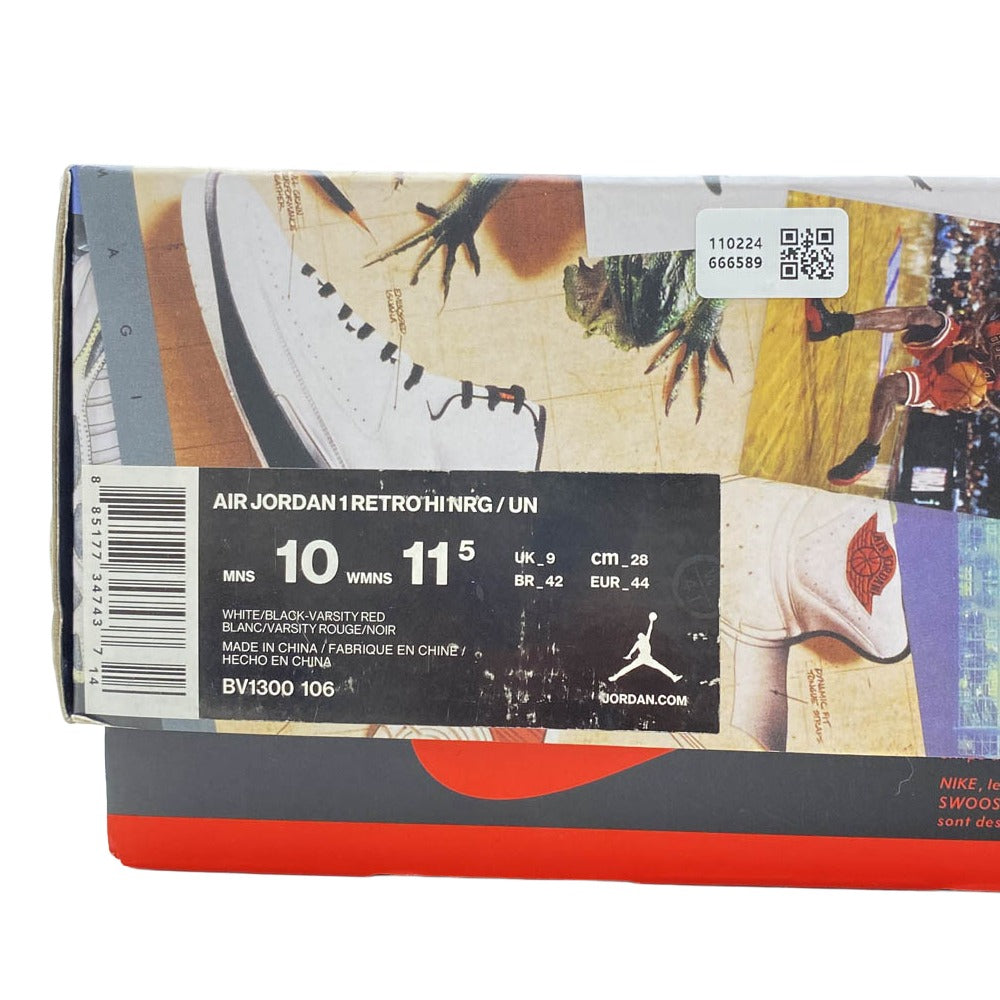 NIKE AIR JORDAN ナイキ ジョーダン BV1300-106 【フェイクバスターズ鑑定済】× UNION ユニオン Air Jordan 1 Retro High OG NRG Varsity Red Wolf Grey AJ1 エアジョーダン1 レトロ ハイカット スニーカー ホワイト系 ブラック系 レッド系 28cm【美品】【中古】