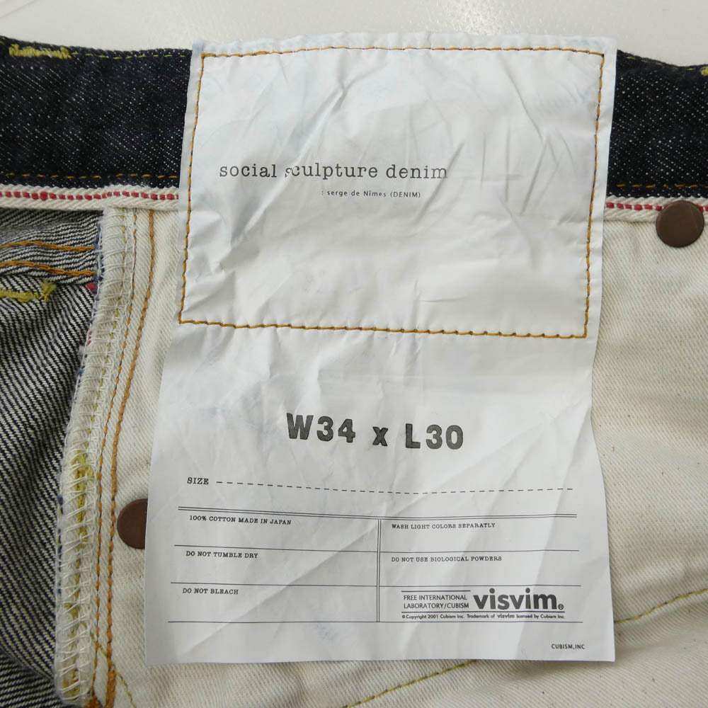 VISVIM ビズビム 25AW 0125205005002 SOCIAL SCULPTURE 01 EX WD RAW ワイド ジーンズ デニム パンツ ダークネイビー系 W34【美品】【中古】