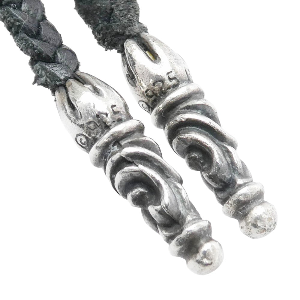 CHROME HEARTS クロムハーツ（原本無） VULCAN CROSS SM LB バルカンクロス スモール レザーブレード ネックレス ブラック系 シルバー系【中古】