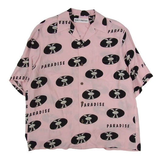 WACKO MARIA ワコマリア 24SS RECORDS HAWAIIAN SHIRT レコード ハワイアン 半袖 シャツ ピンク系 M【中古】
