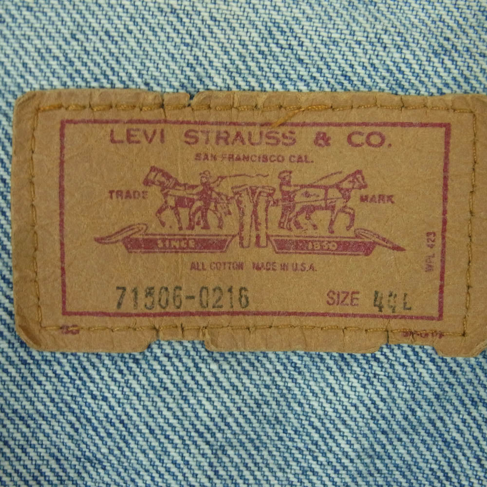 Levi's リーバイス vintage ヴィンテージ 80s 71506 ボタン裏233 デニム トラッカー ジャケット インディゴブルー系 44L【中古】