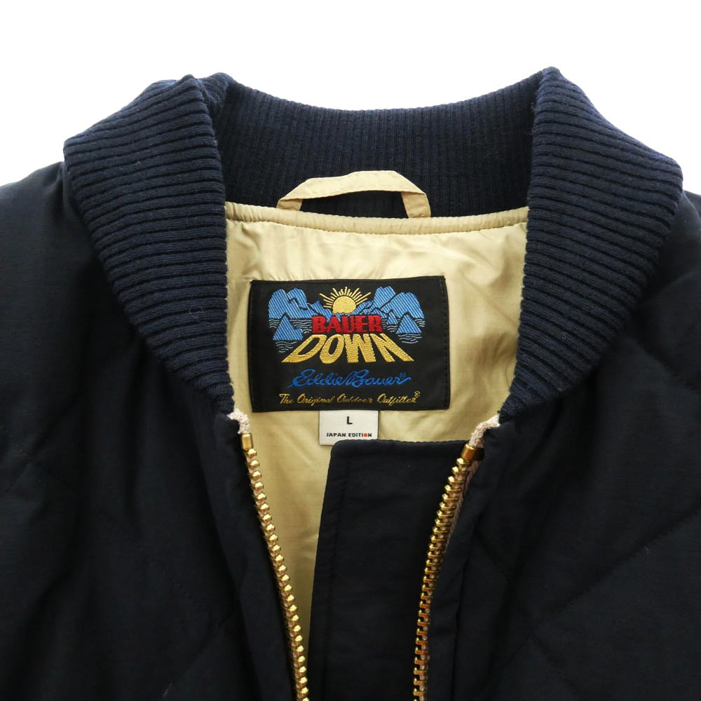 Eddie Bauer エディー・バウアー E942430 SKYLINER スカイライナー 復刻 日の出タグ キルティング ダウンジャケット ネイビー系 L【中古】