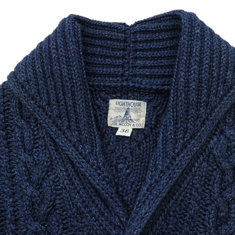 The REAL McCOY'S ザリアルマッコイズ joe mccoy ジョーマッコイ LIGHTHOUSE INDIGO ARAN ライトハウス カーディガン ブルー系 M 38【中古】