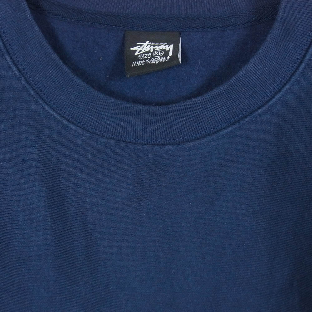 STUSSY ステューシー STOCK LOGO CREWNECK SWEAT ストック ロゴ 両面プリント クルーネック スウェット ネイビー系 XL【中古】