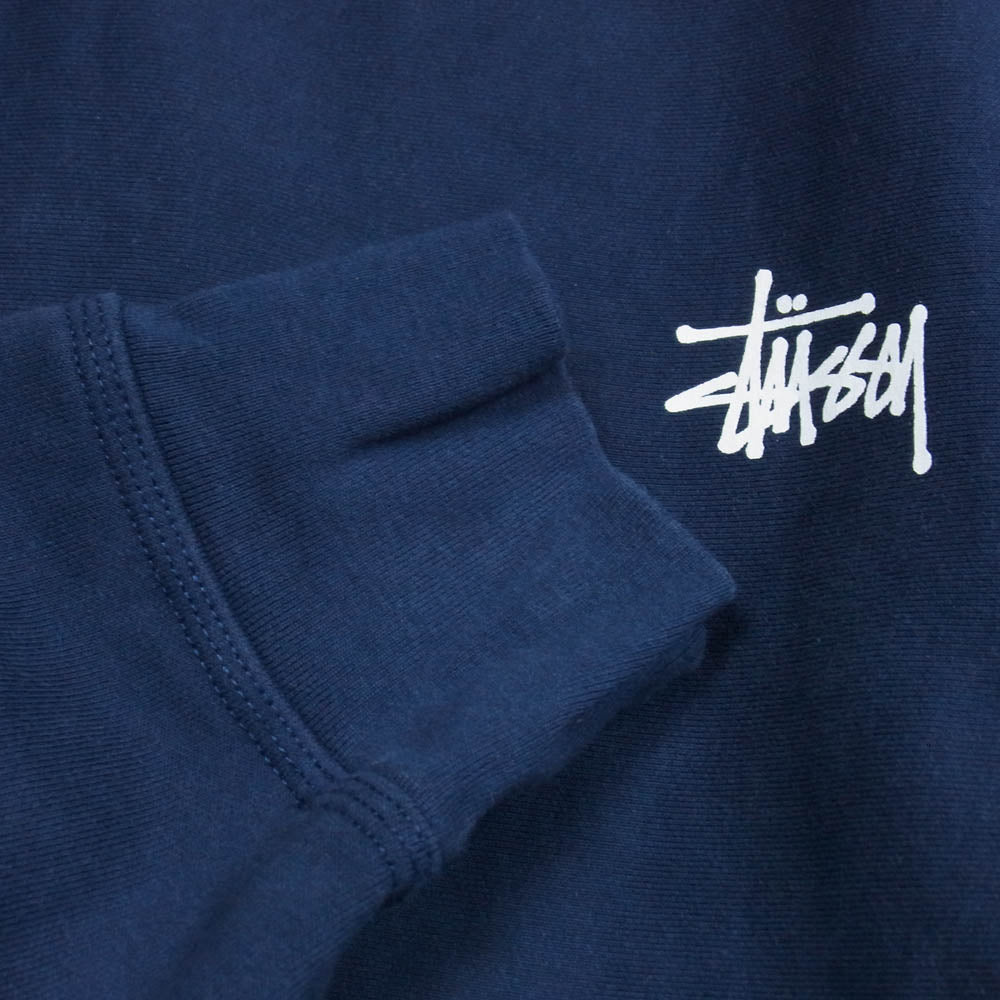 STUSSY ステューシー STOCK LOGO CREWNECK SWEAT ストック ロゴ 両面プリント クルーネック スウェット ネイビー系 XL【中古】