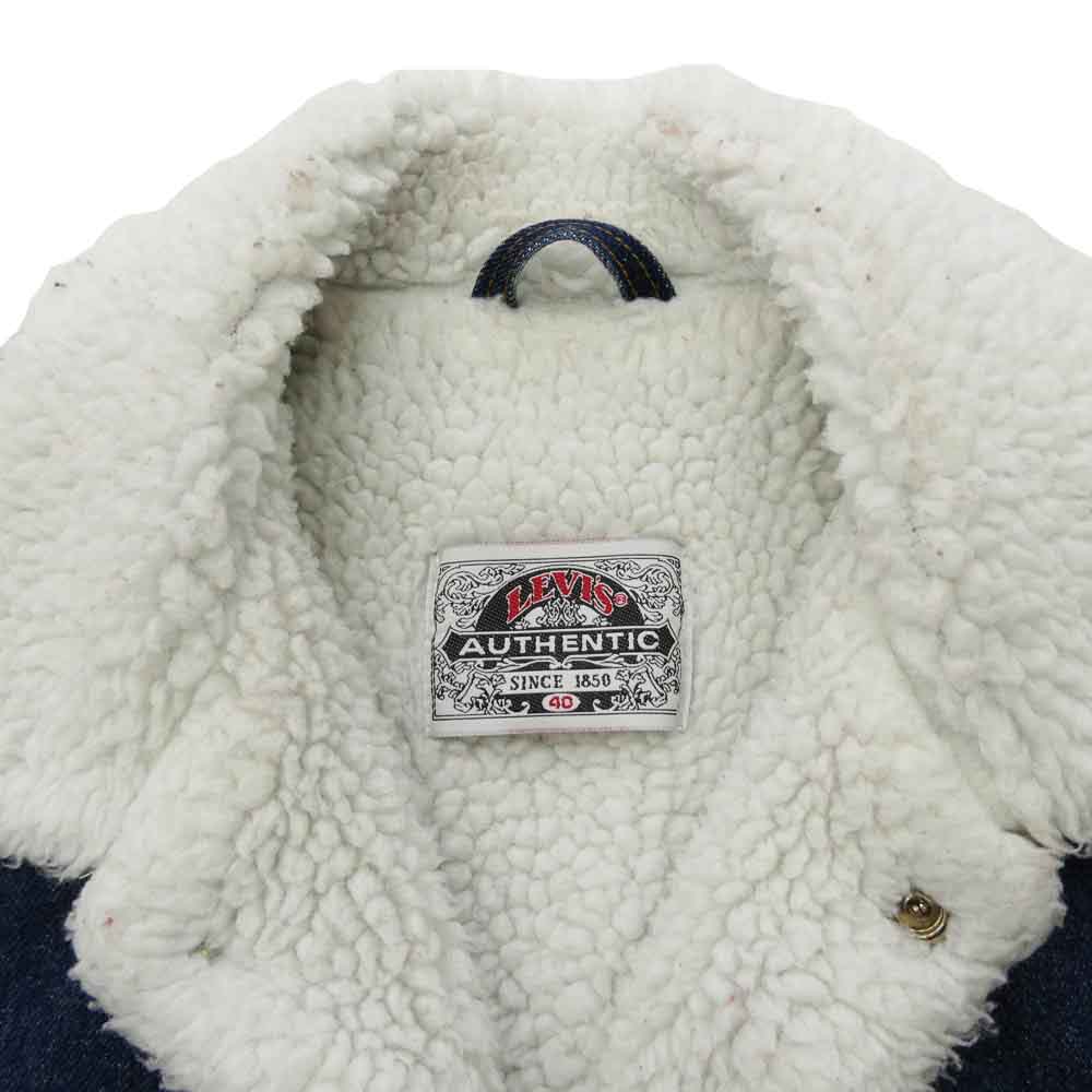 Levi's リーバイス 70608-0216 USA製 米国製 90S 中綿入り デニム ボア ジャケット インディゴブルー系 ホワイト系 40【中古】