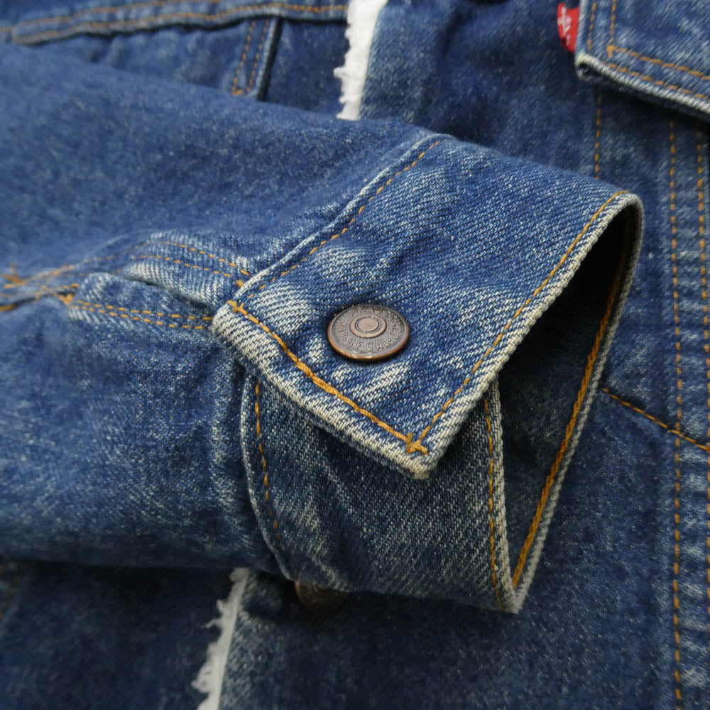 Levi's リーバイス 70608-0216 USA製 米国製 90S 中綿入り デニム ボア ジャケット インディゴブルー系 ホワイト系 40【中古】