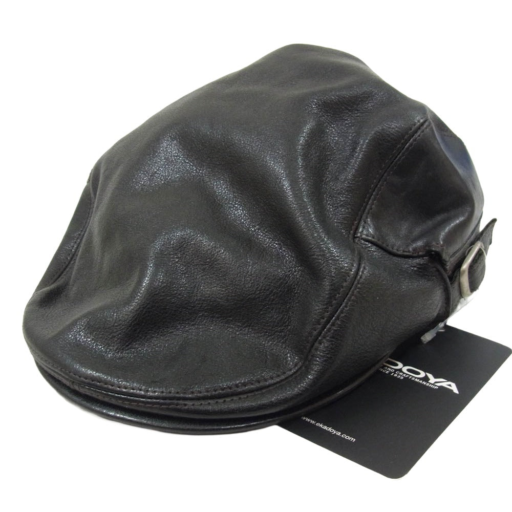 KADOYA カドヤ レザー ハンチング キャップ 帽子 ブラック系 L【中古】