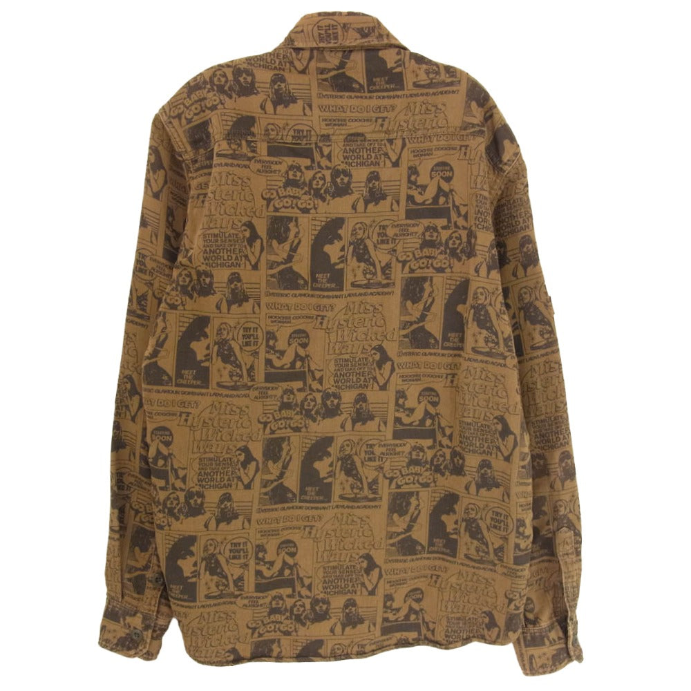 HYSTERIC GLAMOUR ヒステリックグラマー 0224AH05 総柄 ミリタリー 長袖 シャツ ブラウン系 S【中古】