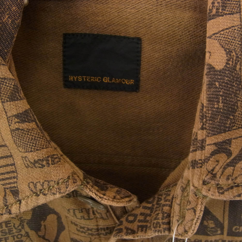HYSTERIC GLAMOUR ヒステリックグラマー 0224AH05 総柄 ミリタリー 長袖 シャツ ブラウン系 S【中古】