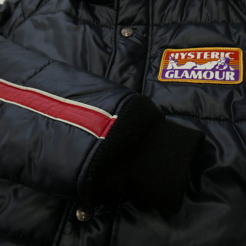 HYSTERIC GLAMOUR ヒステリックグラマー 0223AB01 ワッペン付き プリマロフト 中綿 フード ジャケット ネイビー系 S【中古】