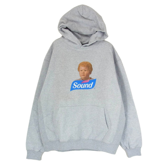 サウンドショップバランサ 釜山 フロントプリント プルオーバー パーカー フーディー グレー系 XL【美品】【中古】