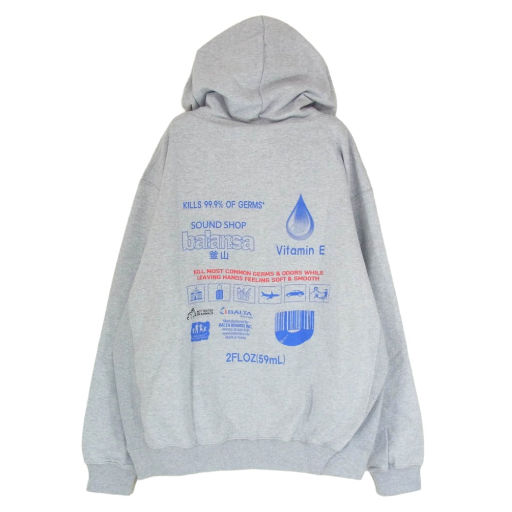 サウンドショップバランサ 釜山 フロントプリント プルオーバー パーカー フーディー グレー系 XL【美品】【中古】