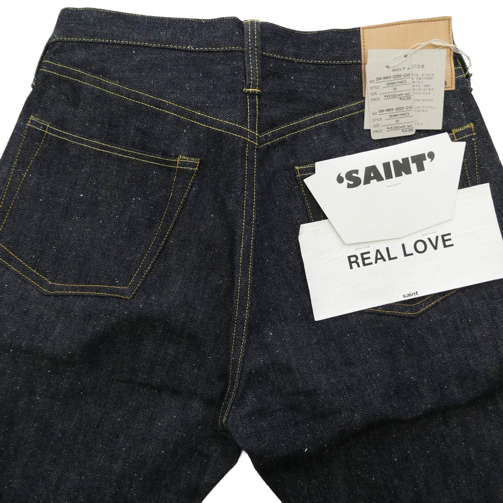 SAINT MICHAEL セントマイケル 26SS SM-MK8-0000-C46 BBJ_DENIM PANTS REGID ベルベルジン リジッド デニムパンツ ジーンズ ダークネイビー系 33【極上美品】【中古】