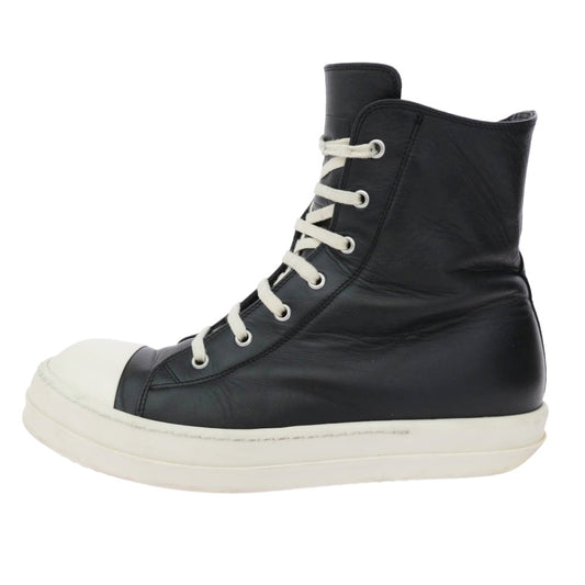 Rick Owens リックオウエンス 22SS RU01B1890 RAMONES SNEAKERS ラモーンズ サイドジップ ハイカット レザー スニーカー ブラック系 42【中古】
