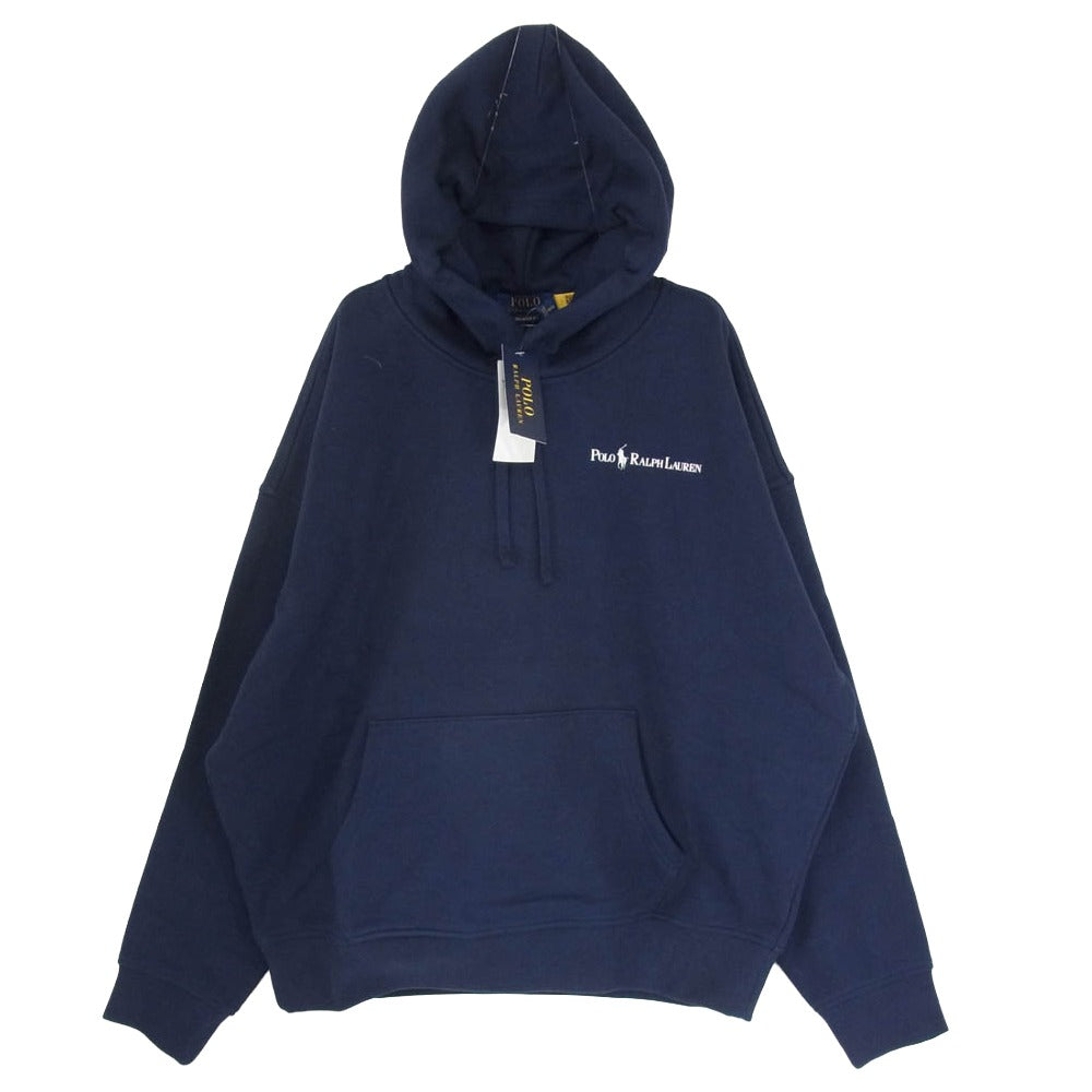 POLO RALPH LAUREN ポロ・ラルフローレン MNPOKNI16823699 Relaxed Fit Logo Fleece Hoodie リラックスフィット ロゴプリント フーディー パーカー ネイビー系 L【極上美品】【中古】