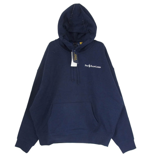POLO RALPH LAUREN ポロ・ラルフローレン MNPOKNI16823699 Relaxed Fit Logo Fleece Hoodie リラックスフィット ロゴプリント フーディー パーカー ネイビー系 L【極上美品】【中古】