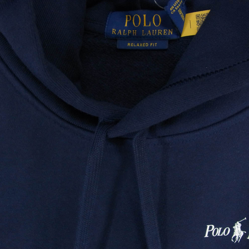 POLO RALPH LAUREN ポロ・ラルフローレン MNPOKNI16823699 Relaxed Fit Logo Fleece Hoodie リラックスフィット ロゴプリント フーディー パーカー ネイビー系 L【極上美品】【中古】