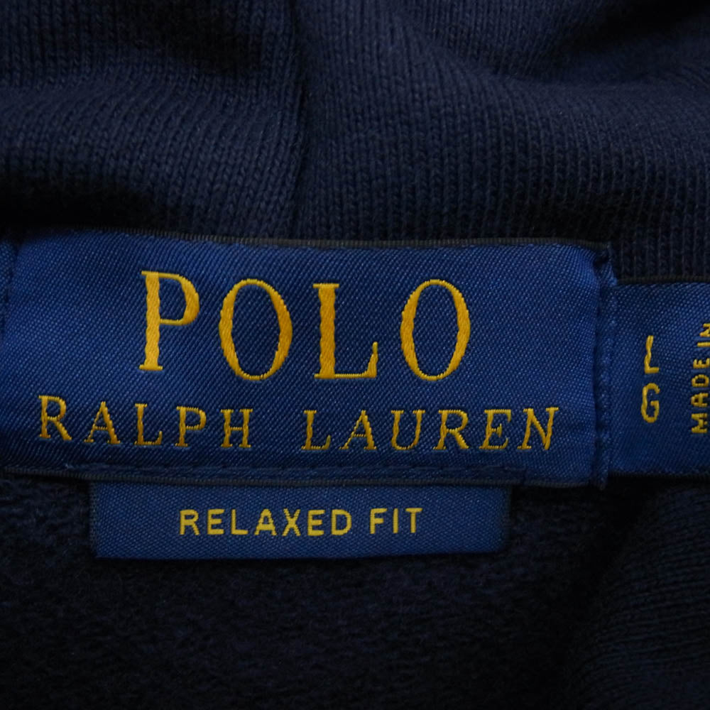POLO RALPH LAUREN ポロ・ラルフローレン MNPOKNI16823699 Relaxed Fit Logo Fleece Hoodie リラックスフィット ロゴプリント フーディー パーカー ネイビー系 L【極上美品】【中古】