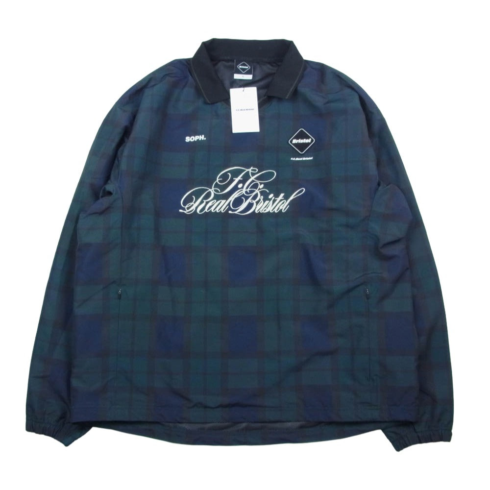 F.C.R.B. エフシーアールビー 26SS FCRB-260029 PLAID PRACTICE POLO COLLAR PISTE チェック柄 ナイロン プルオーバーシャツ ピステ グリーン系 XL【極上美品】【中古】