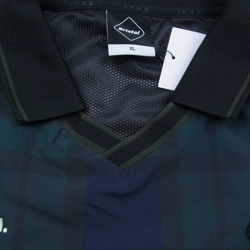 F.C.R.B. エフシーアールビー 26SS FCRB-260029 PLAID PRACTICE POLO COLLAR PISTE チェック柄 ナイロン プルオーバーシャツ ピステ グリーン系 XL【極上美品】【中古】