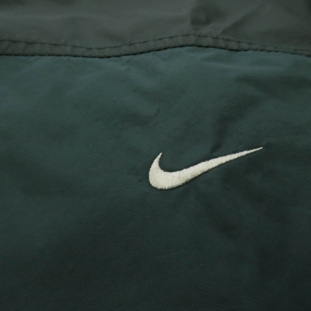 NIKE ナイキ VINTAGE 90s 白タグ ナイロン Vネック プルオーバー ジャケット モスグリーン系 XL【中古】
