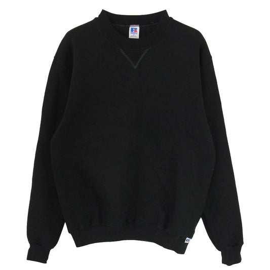 ヴィンテージ 90s Russell Athletic ラッセルアスレチック 前V クルーネック スウェット ブラック系 M【中古】