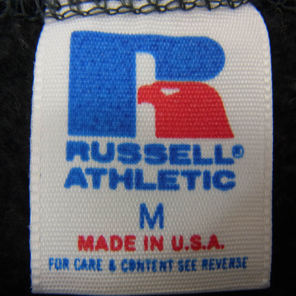 ヴィンテージ 90s Russell Athletic ラッセルアスレチック 前V クルーネック スウェット ブラック系 M【中古】