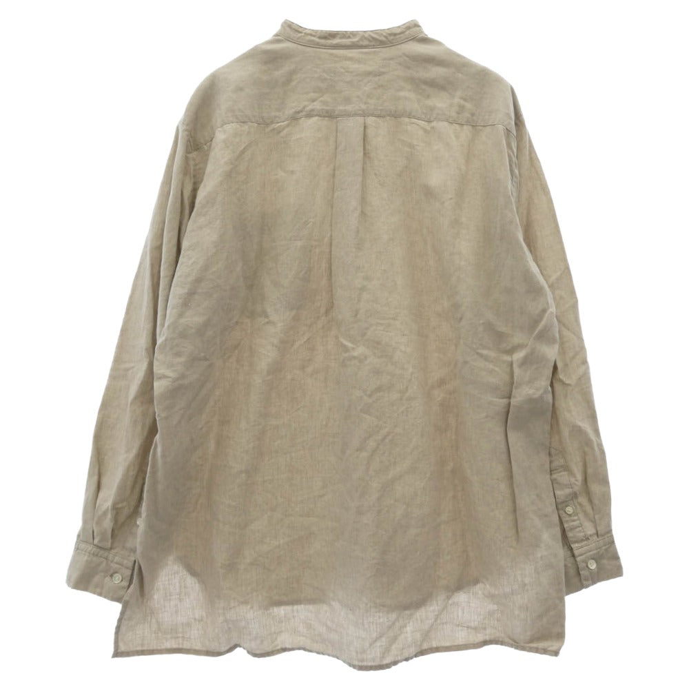 コンフェクト 02225-0035-1 リネン ノーカラー 長袖 シャツ ベージュ系 4【中古】