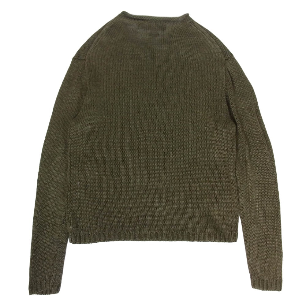 POLO RALPH LAUREN ポロ・ラルフローレン 90s リネン ニット セーター カーキ系 M【中古】