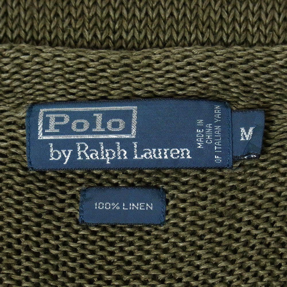 POLO RALPH LAUREN ポロ・ラルフローレン 90s リネン ニット セーター カーキ系 M【中古】
