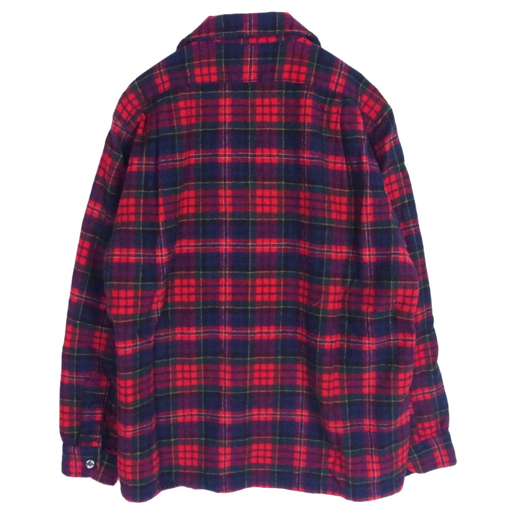 PENDLETON ペンドルトン 70s オープンカラー ウール チェック レッド系 L【中古】