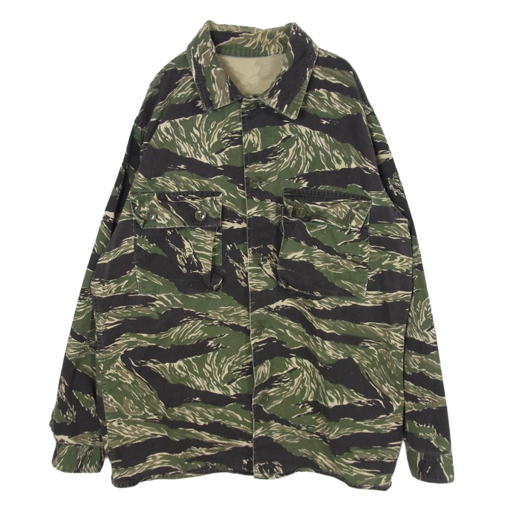タイガーストライププロダクツ 80s USA製 迷彩 ミリタリー ジャケット モスグリーン系 S【中古】