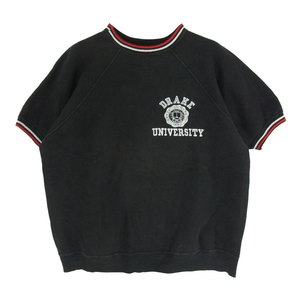 Champion チャンピオン 60s ランタグ 後期 ラグラン プリント 半袖 スウェット ブラック系 XL【中古】