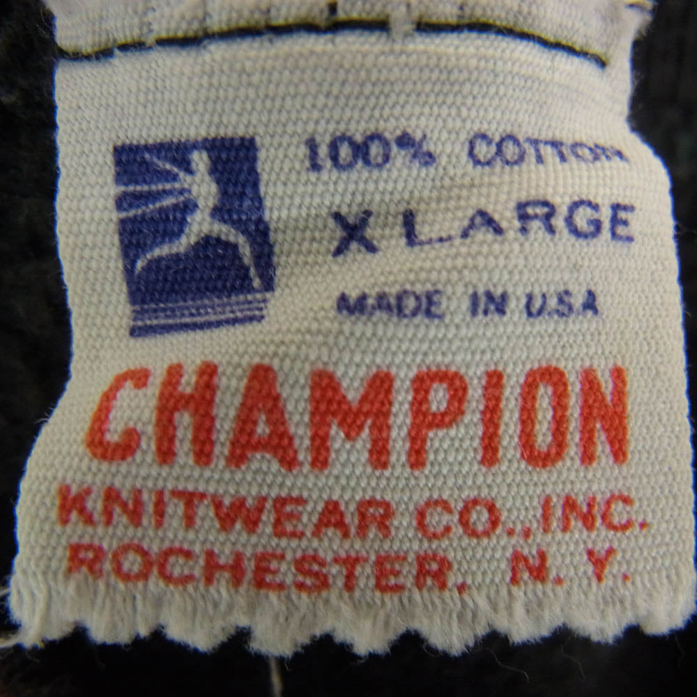 Champion チャンピオン 60s ランタグ 後期 ラグラン プリント 半袖 スウェット ブラック系 XL【中古】
