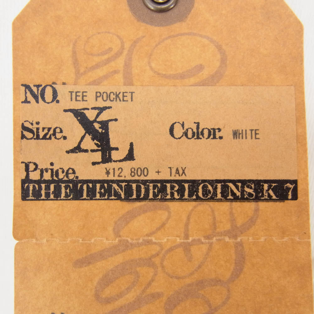 TENDERLOIN テンダーロイン TEE POCKET ロゴ バックプリントポケット 半袖 Tシャツ ホワイト系 XL【極上美品】【中古】