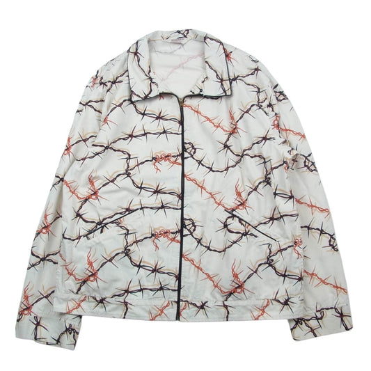 TENDERLOIN テンダーロイン 15SS T-DRIZZLER JKT BW 有刺鉄線 ジップアップ ドリズラージャケット オフホワイト系 XL【中古】