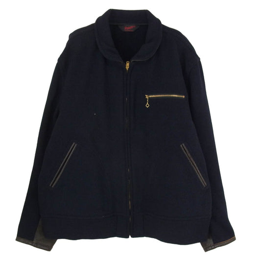 TENDERLOIN テンダーロイン 13AW T-WOOL WORK JKT レザー切替 ウール ワークジャケット ネイビー系 XL【中古】