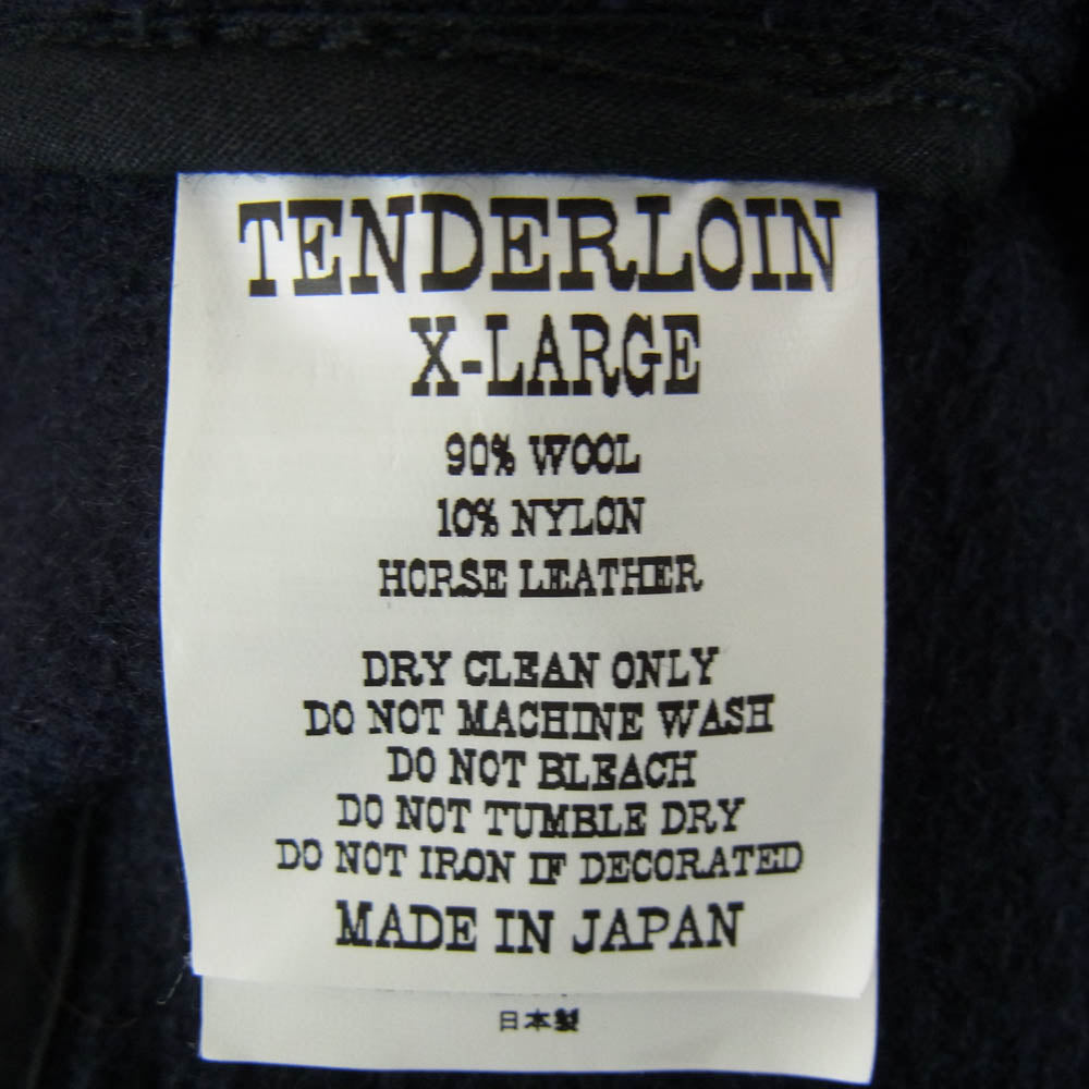 TENDERLOIN テンダーロイン 13AW T-WOOL WORK JKT レザー切替 ウール ワークジャケット ネイビー系 XL【中古】