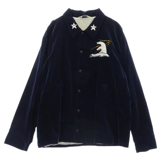 TENDERLOIN テンダーロイン 13AW T-SOUVENIR JKT 白熊刺繍 スーベニア スナップ ベロア ジャケット ネイビー系 L【中古】