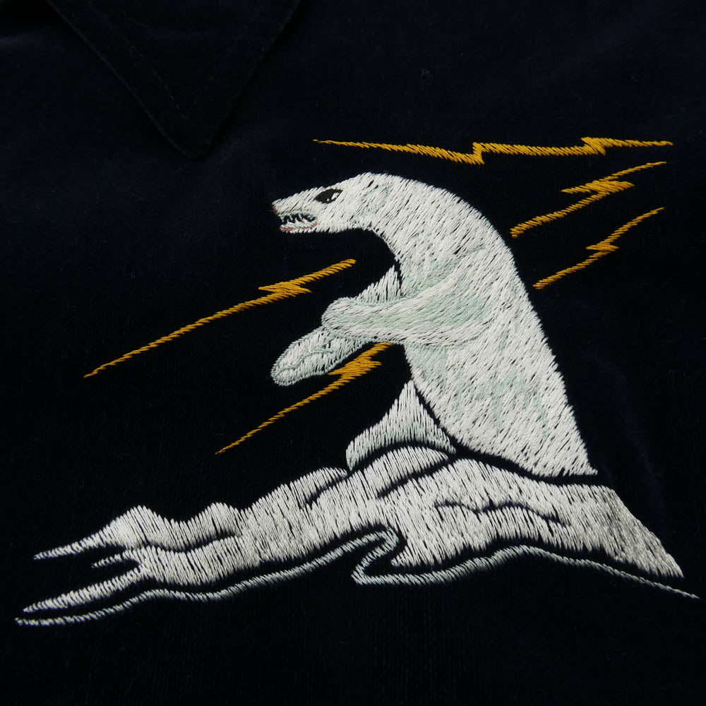 TENDERLOIN テンダーロイン 13AW T-SOUVENIR JKT 白熊刺繍 スーベニア スナップ ベロア ジャケット ネイビー系 L【中古】