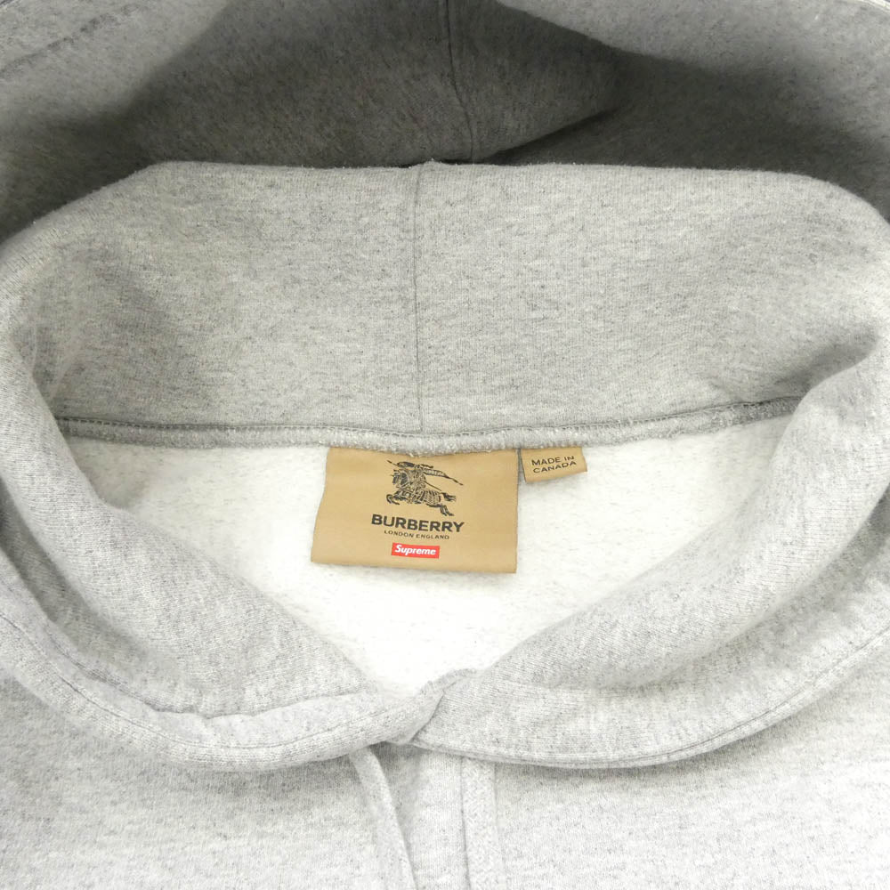Supreme シュプリーム 22SS Burberry Box Logo Hooded Sweatshirt バーバリー ボックスロゴ プルオーバーパーカー グレー系 M【中古】