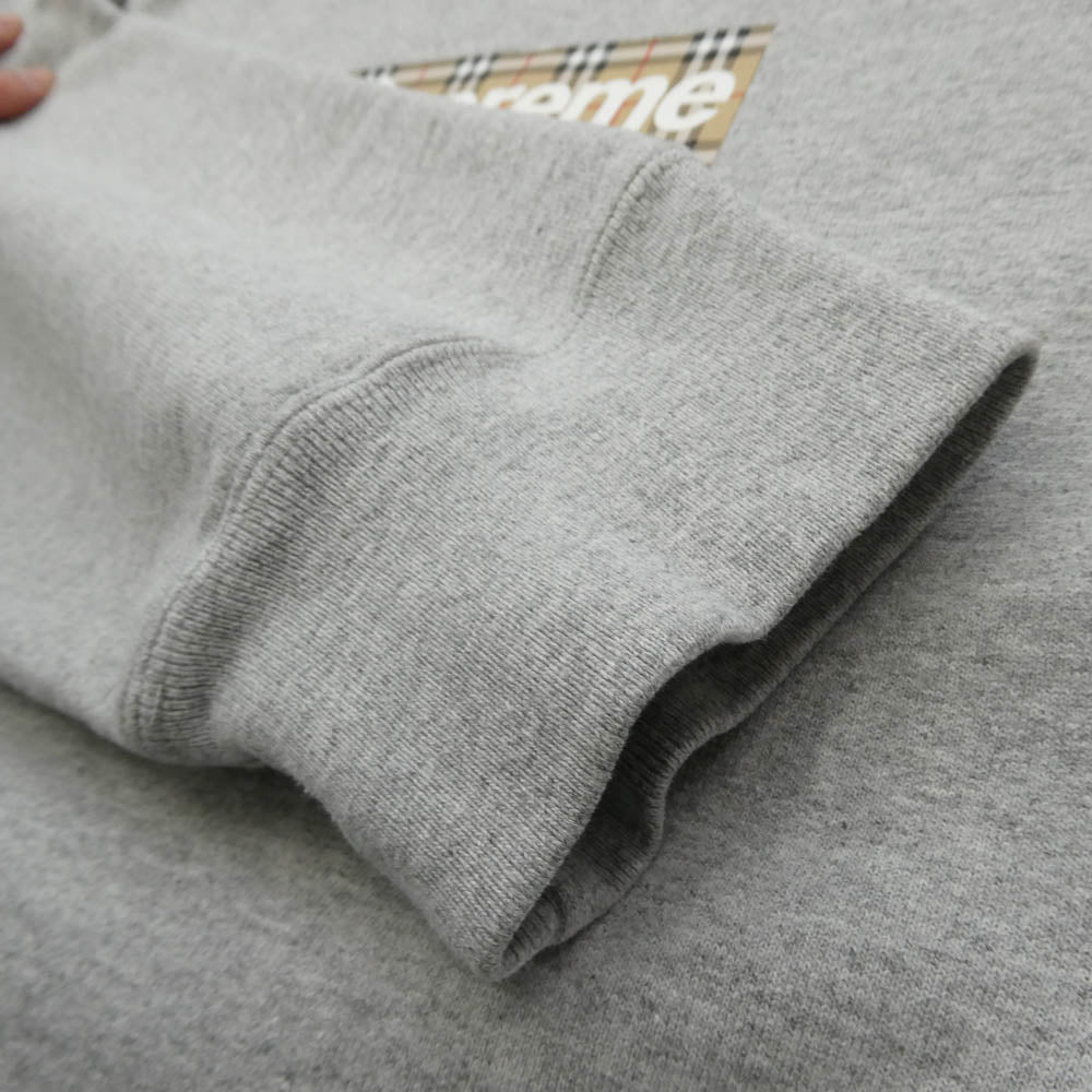 Supreme シュプリーム 22SS Burberry Box Logo Hooded Sweatshirt バーバリー ボックスロゴ プルオーバーパーカー グレー系 M【中古】
