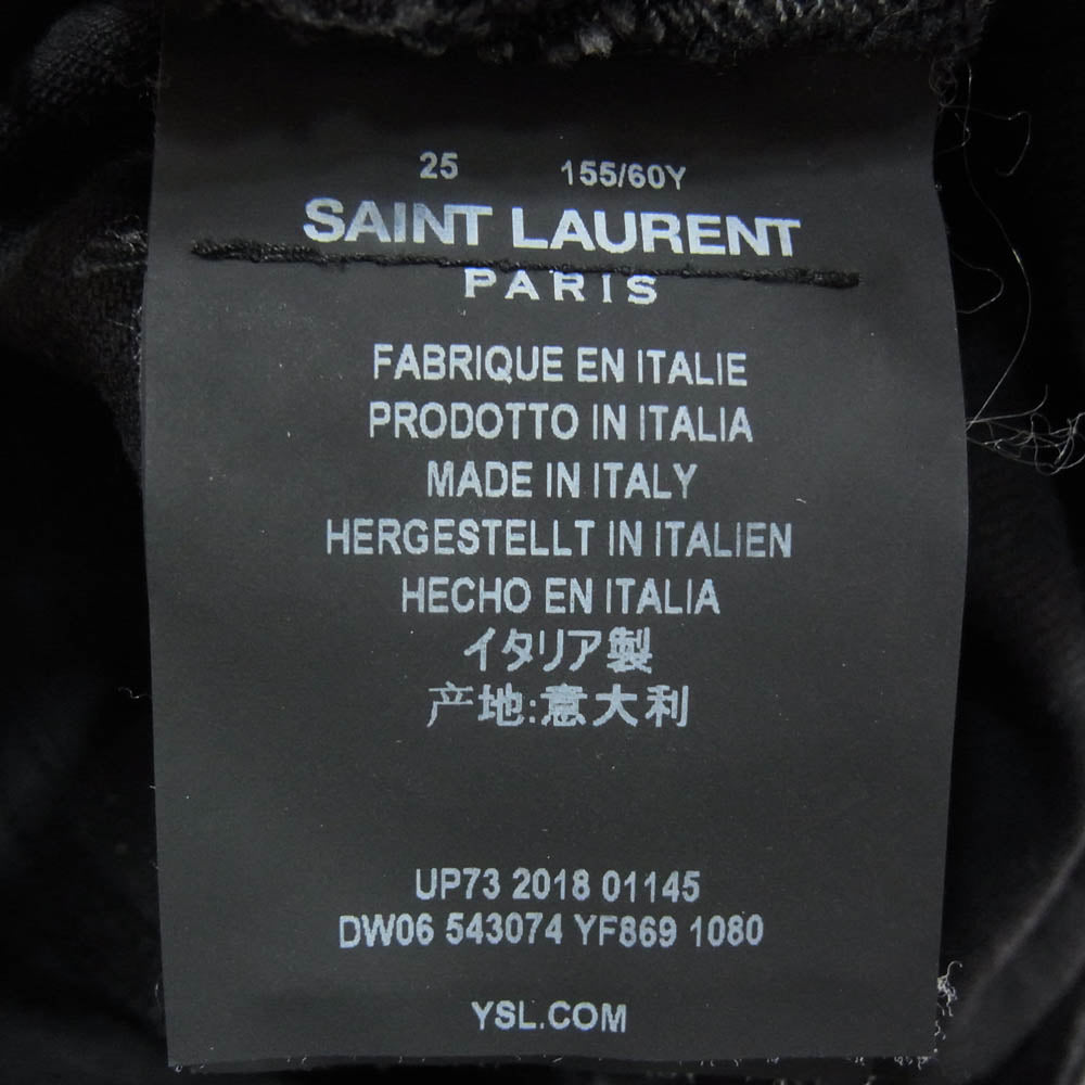 SAINT LAURENT サンローラン 543074 YF869 裾カットオフ ブーツカット ジーンズ デニムパンツ ブラック系 25【中古】