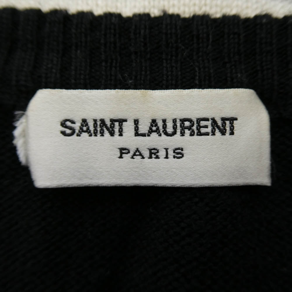 SAINT LAURENT サンローラン 485179 YA2ID ウール ショルダーボタン ボーダー ニット ブラック系 XS【中古】