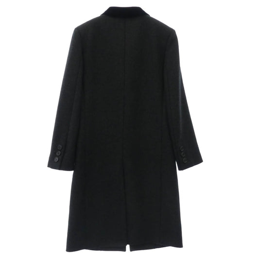 SAINT LAURENT サンローラン 495443 Y039R ベロア 切替 ロング チェスターコート ダークグレー系 F34　155/80Y【美品】【中古】